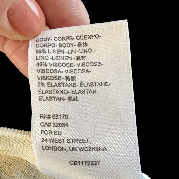 Urban Outfitters Notched Linen Floral Mini Skirt yellow Darren size S petite 921 - Picture 11 of 14